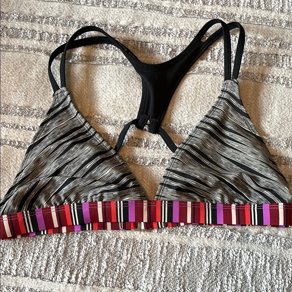 Athleta Black and Pink Bikini with Racerback Design NWOT
